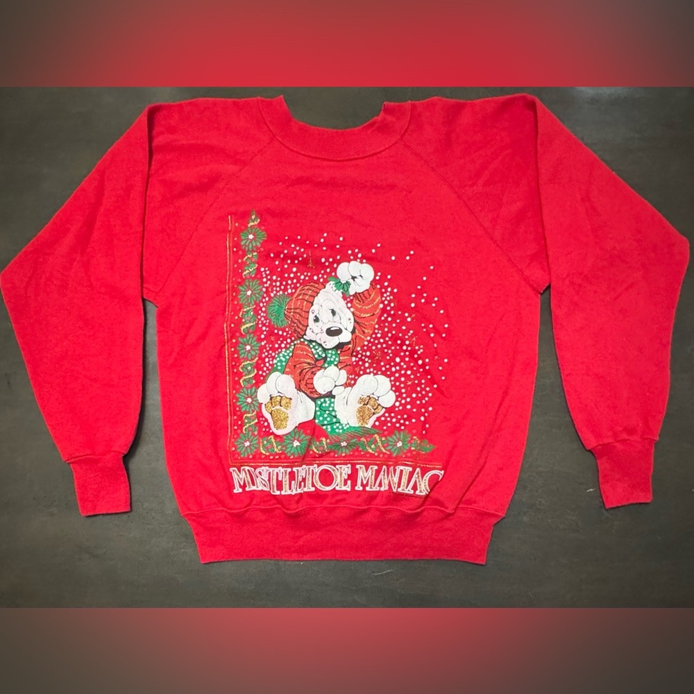 Vintage 90s Red Christmas Sweater by Ultra Sweats Size Medium